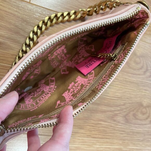 RARE Juicy Couture Vintage Y2K Leather Mini Baguette Shoulder Bag Pink - Picture 5 of 10